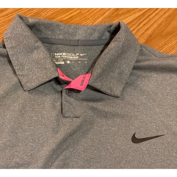 Nike Golf Dri-Fit Polo Shirt XL Gray & Pink Mens Short Sleeve Performance Top - Picture 3 of 6